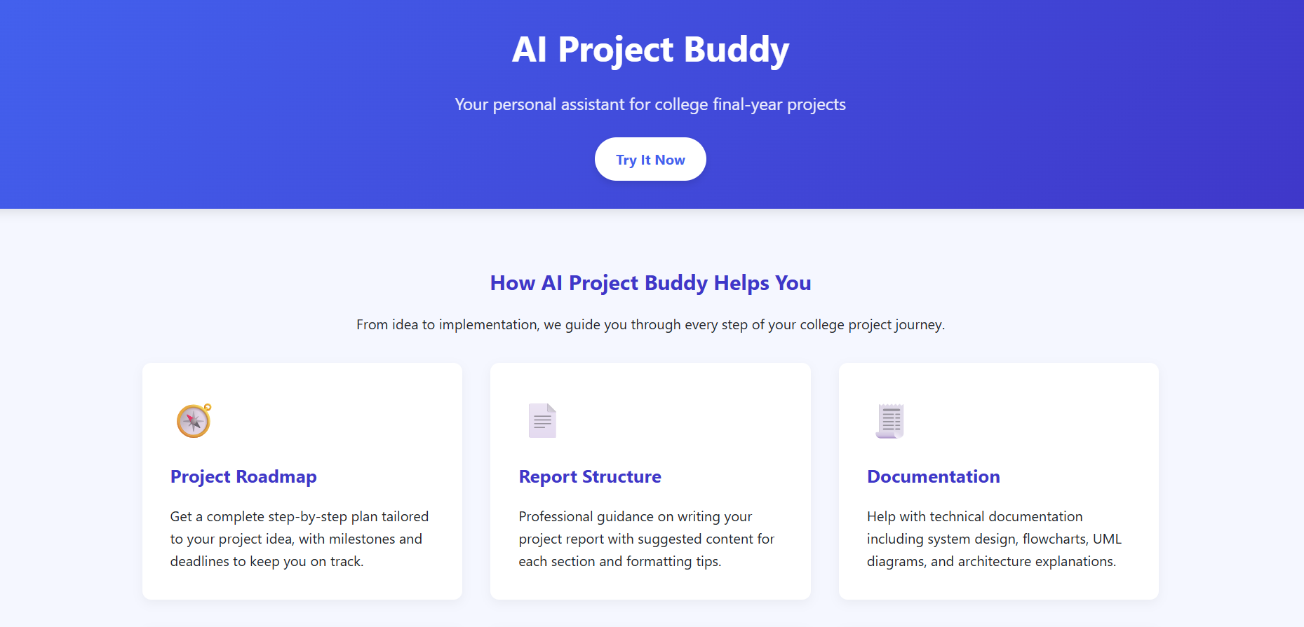 AI Project Buddy Home Page