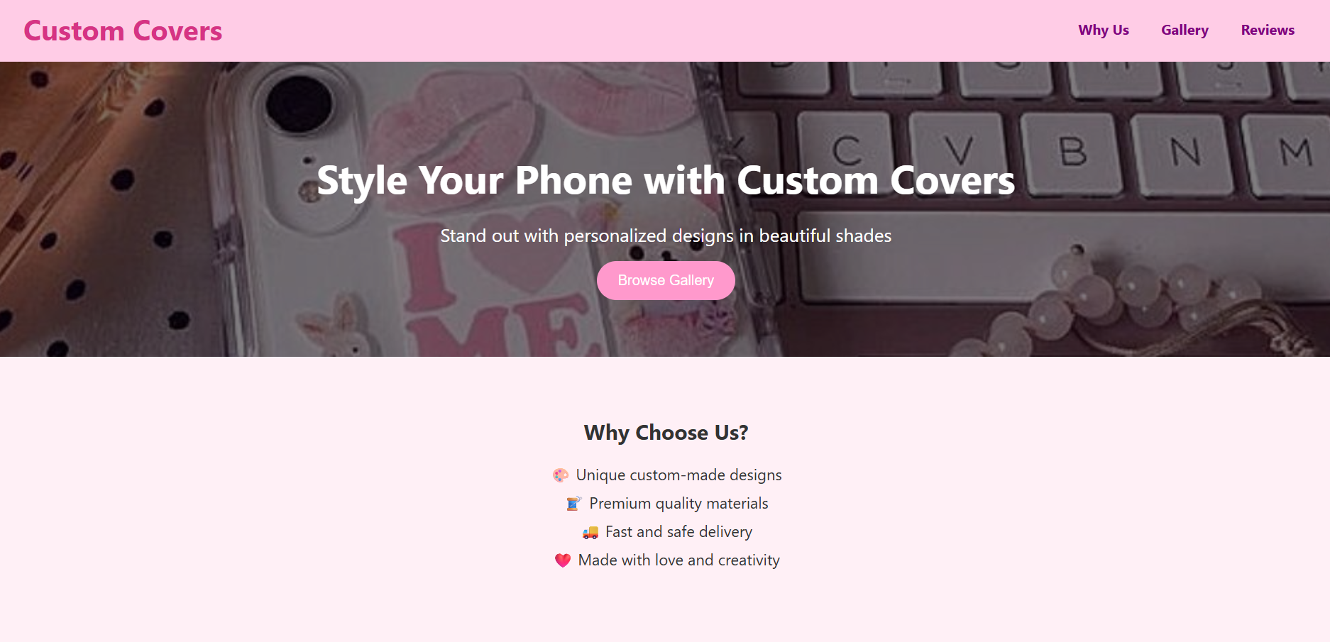 Custom Covers Home Page